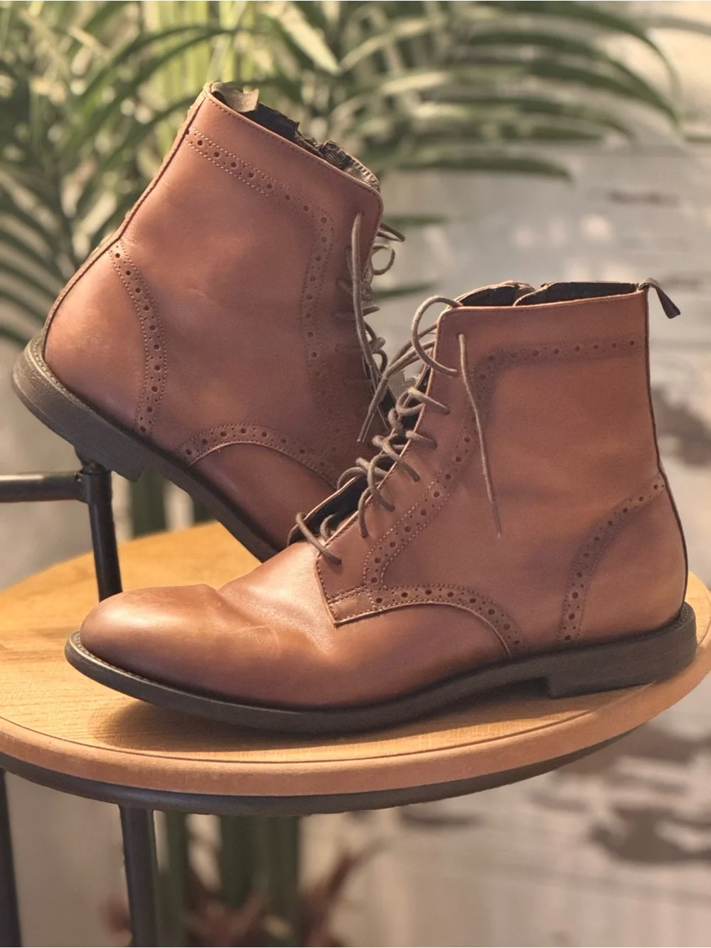 Zara Oxford Brogue Leather Ankle Boots